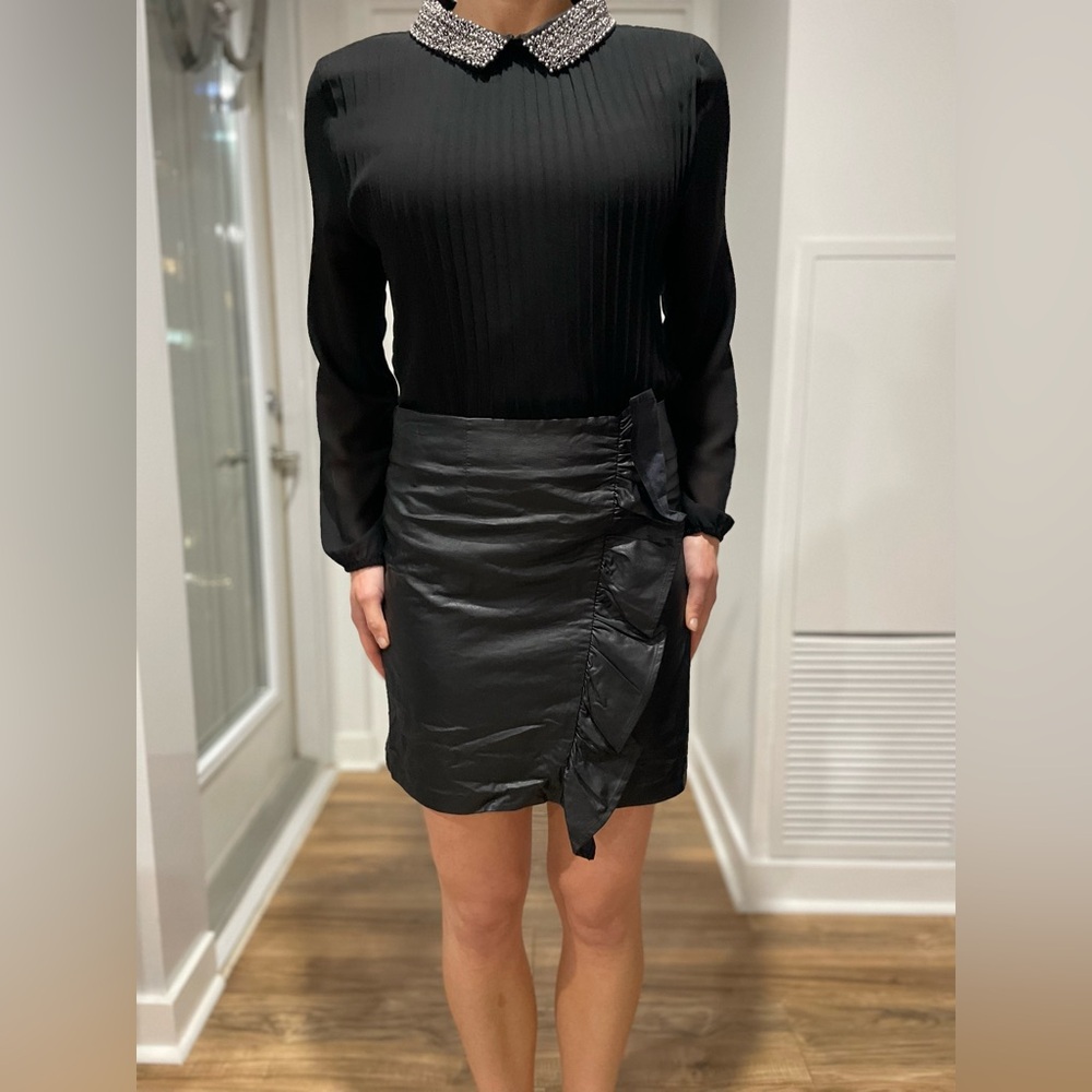 1. State Faux leather skirt with frilly detail size 2